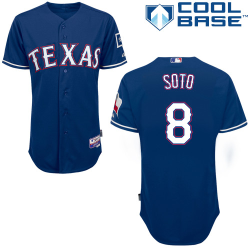 Geovany Soto #8 MLB Jersey-Texas Rangers Men's Authentic Alternate Blue 2014 Cool Base Baseball Jersey